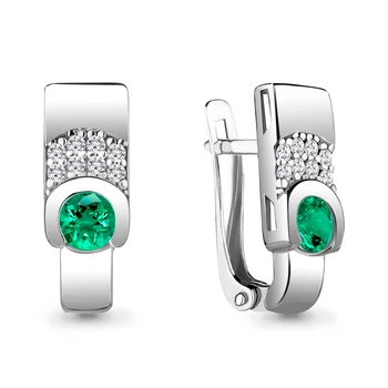 

Earrings with AQUAMARINE nanoizumrudami, cubic zirconia, silver 925
