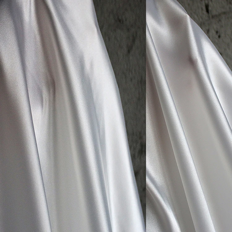 Белая шелковая и атласная ткань шириной 145 см растягивающаяся шелковистая