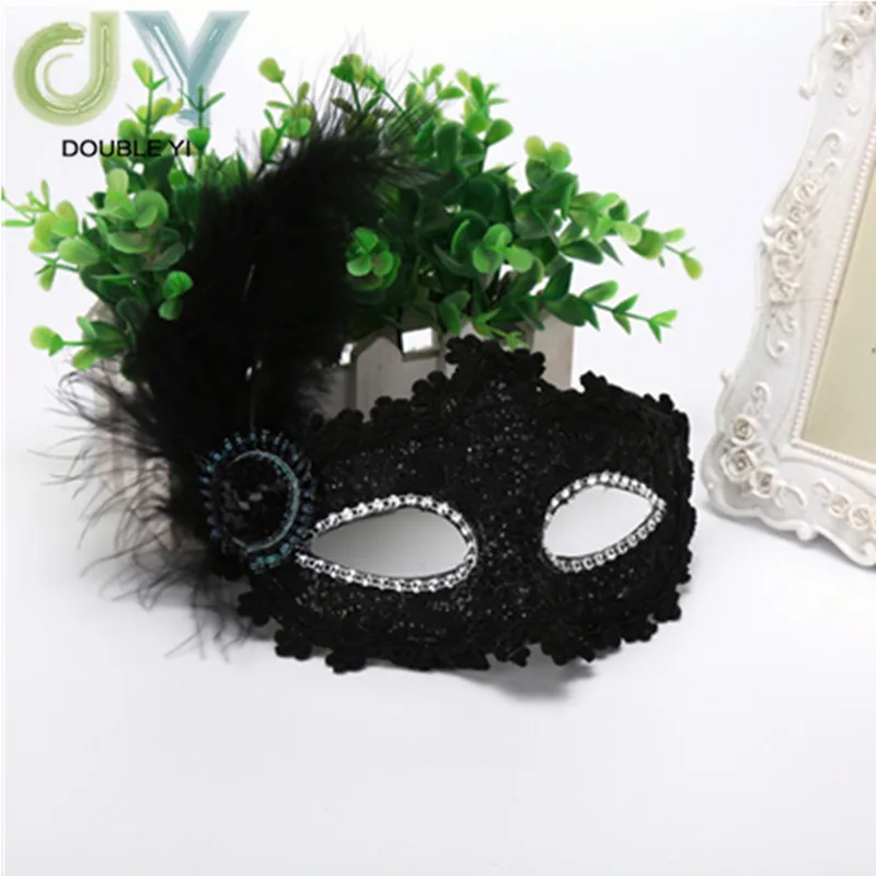 

Black feather personality mask party Halloween mask Christmas dress party mask