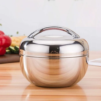 

Mini Stainless Steel Double Layer Round Bento Box Thermos/Lunch Box Food Container Lunch Box for Kids Kitchen Food Box