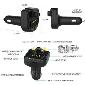 

Bluetooth Car FM Transmitter LCD Wireless Hands-free 2USB Charger Mp3 Player