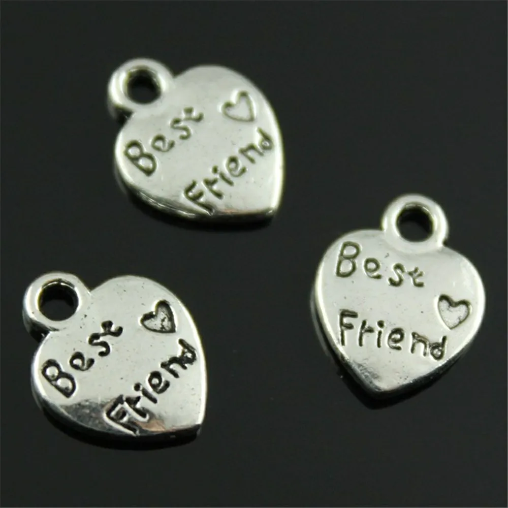 50pcs Charm Best Friend Double Sided Heart Shape Best Friend Charms Antique Silver Color Heart Best Friend Charms 10x12mm 50pcs Charm Best Friend Double Sided Heart Shape Best Friend Charms Antique Silver Color Heart Best Friend Charms 10x12mm