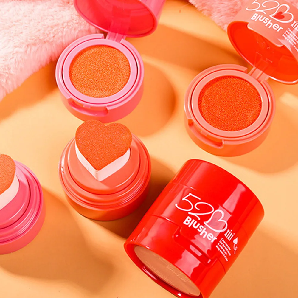 Makeup Blusher Palette Orange Peach Color Waterproof Air Cushion Blush Cream