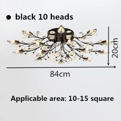 Black 10 head Товар, модная люстра светодиодный хрустальный светильник, современные лампы для гостиной, светодиодный светильник, люстра - Цвет абажура: Black 10 head