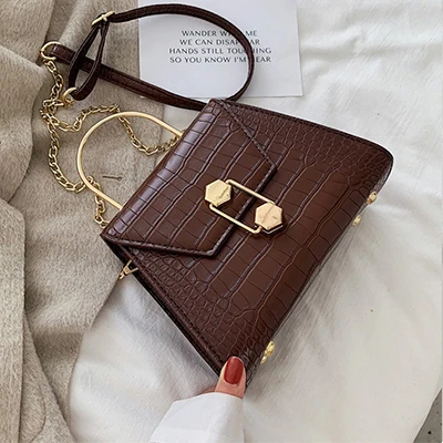 coffee Trapezoid крокодиловый узор кожаные сумки через плечо для женщин Pu Сумка через плечо женская с верхней ручкой Вместительная женская сумка - Цвет: coffee