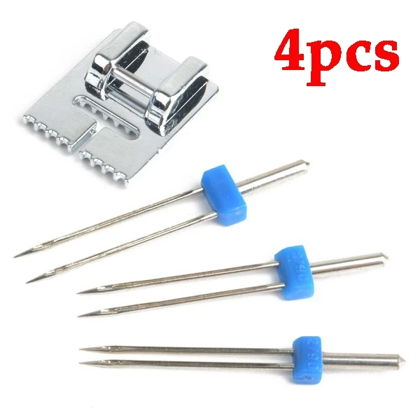 4pcs/set Double Twin Needles Wrinkled Sewing Presser Foot for