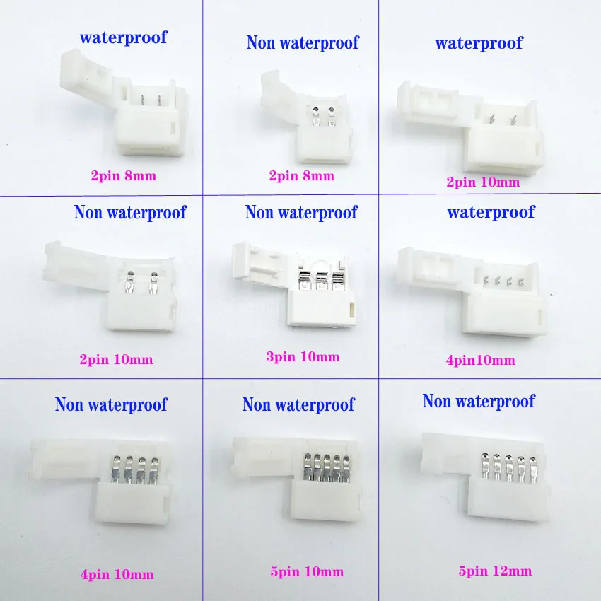 

5050/3528 LED Strip Connectors 8/10/12mm / 2/4/5pin Free Welding Connector Bare board Non waterproof/ Dropping glue waterproof