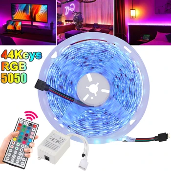 

Hot Bluetooth LED Strip Light RGB 5050 SMD 2835 Flexible Ribbon Light Strip RGB 5M 10M 15M Tape Diode DC12V With Adapter