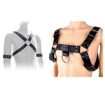 

2pcs Mens Punk Adjustable Body Chest Half Harness Belt Strap Cosplay Costume Punk Club Wear Accessory