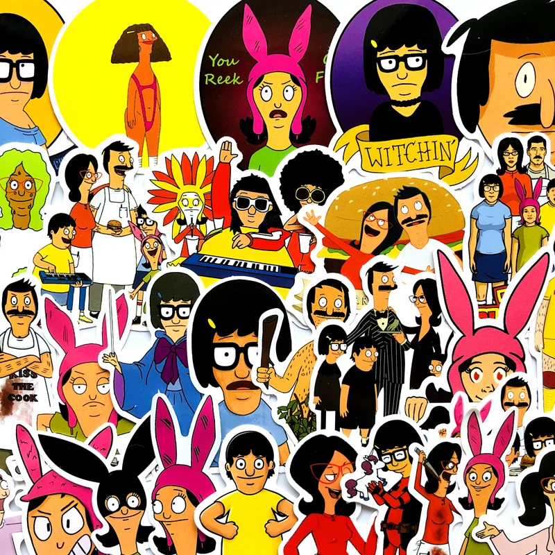 34 шт. Bob's burger мультфильм водонепроницаемый стикер для ноутбука скейтборд