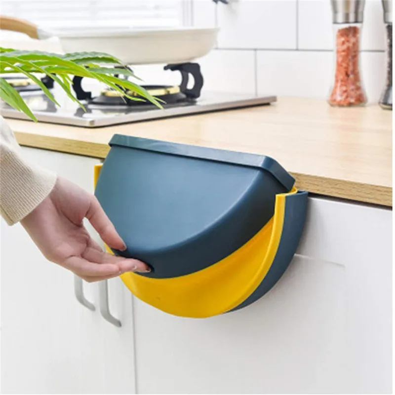 

Waste Bin Garbage Wall Mounted Folding Basket For Kitchen Bathroom Hanging Trash Bin Cabinet Door Toilet Desk Waste Storage Box