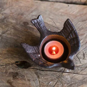 

Retro Metal Iron Candle Holders Aromatherapy Bird Candlestick Ashtray Wedding Party Garden Courtyard Decorative Hanging Lamp
