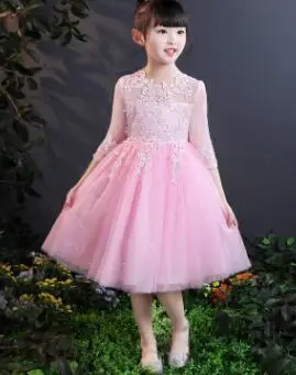 Длинное платье с цветочным узором для девочек на свадьбу, vestidos de primera comunion, детское платье для первого причастия, Пышное Бальное Платье для девочек - Цвет: 4