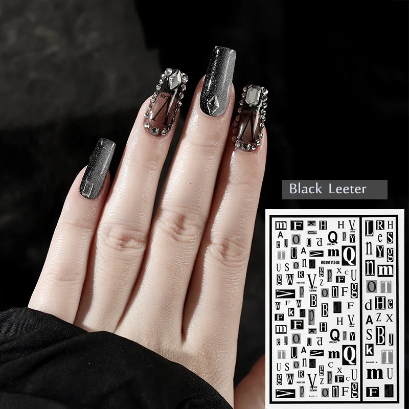 Новое поступление, 3D наклейки для ногтей, чёрные и белые серии, Льва, зебры, буквы, клейкие наклейки, украшения для ногтей Z0262