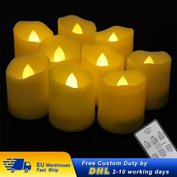 

Pack of 9 Remote New Year Led Candles Battery Powered Flame Tea Lights Tealights Christmas Wedding Birthday Easter Candle Light
