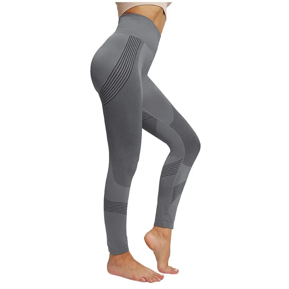 Женские брюки для бега, тренировок, йоги, женские бесшовные леггинсы с высокой талией, тянущиеся обтягивающие леггинсы для тренажерного зала H1 - Цвет: Серый