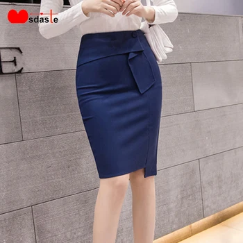 

Office Lady Skirts Sexy Work Wear Black Red Blue Women Skirts OL Formal Skirt Female Knee-Length High Waist Korean Style Fashion