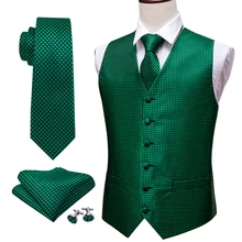 

Green Suit Vest Men Paisley Waistcoat Plaid Silk Tie Handkerchief Cufflinks for Wedding Summer Vests Tuxedo MJ-2004 Barry.Wang