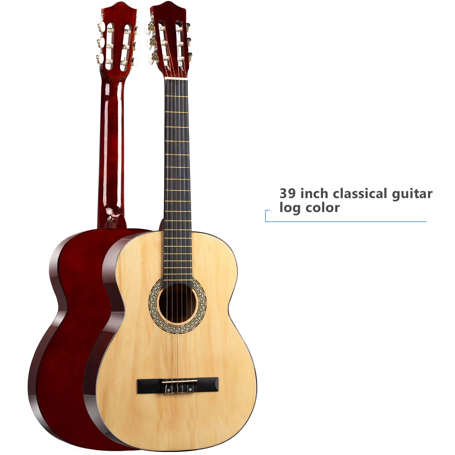 Guitare classique en bois pour adulte et débutant, 38 et 39 pouces
