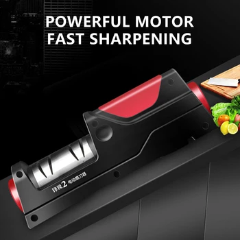 

Automatic Knife Sharpener Two Stages Kitchen Sharpening Stone 2 Slot USB Rechargeable Sharpener Electric Knife Sharpening Tool