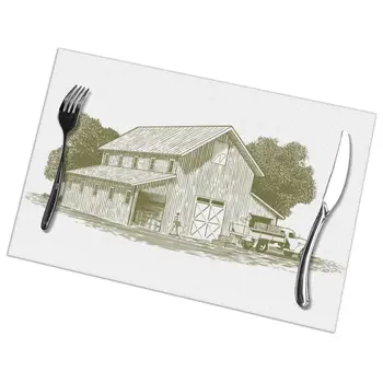 

Tableware Pad Placemats 6 PcsTable Mat Non-Slip Farm Work Scene Placemats for Dining Table