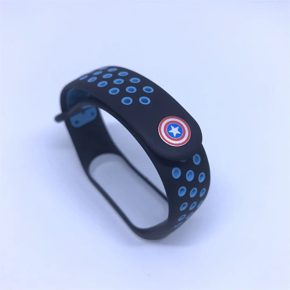 For Xiaomi Mi Band 4 Strap The Avengers Wristband For Mi Band 3 Bracelet For Xiaomi Band 4 Nfc Replacement Strap For Mi Band 4 3 - Цвет: Black blue B