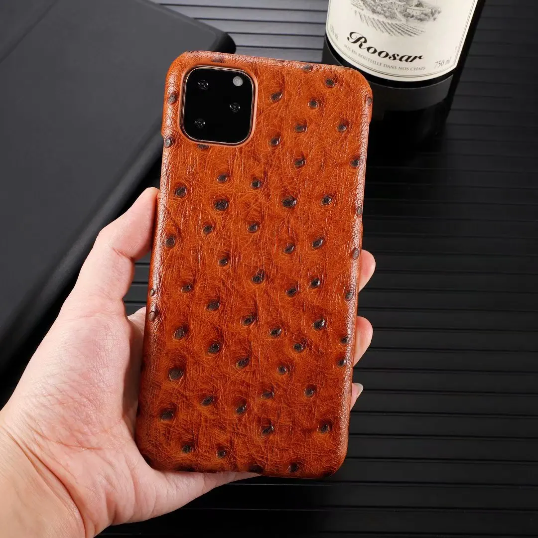 Роскошный чехол для телефона из натуральной кожи для Apple iPhone 11 Pro Max Cow Hide кожаный чехол Модный страусиный узор