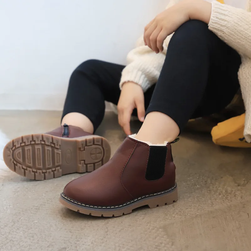 

New Boys Shoes Winter Boots For Little Girl Warm Toddler Shoe Kid Snow Waterproof Leather Boot 1 2 3 4 5 6 7 8 9 10 11 12 Years