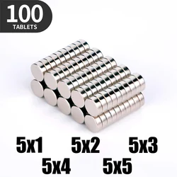 100Pcs Small Round Magnet 5x1 5x1.5 5x2 5x3 5x4 5x5 mm Neodymium Magnet Permanent NdFeB Super Strong Permanent Powerful Magnets