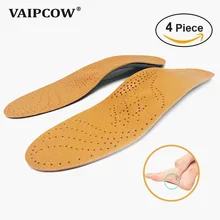 2 pairs Leather orthotics Insole for Flat Foot Arch Support 25mm orthopedic Insoles for men and women Correction OX Leg Shoe pad