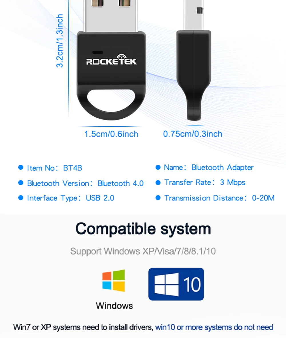 Игровая мышь Rocketek CSR 4,0 A2DP Bluetooth адаптер USB адаптер для ПК компьютерный динамик аудио/переключатель/PS4 контроллер/Recei