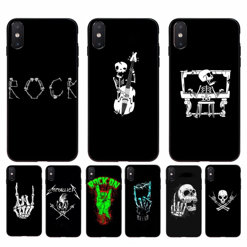 Yinuoda Rock roll skull Soft Phone Case Cover For iPhone 11 8 7 6 6S Plus X XS MAX 5 5S SE 2020 XR 11 pro Cover cute iphone 8 cases