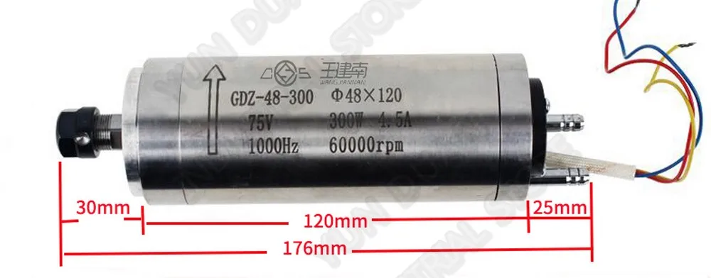 300 Вт мотор шпинделя с водяным охлаждением 0.3KW ER8 60000rpm 3PH AC 75V 1000HZ P4 подшипник для ЧПУ Гравировальный маршрутизатор ПВХ печатная плата Changsheng