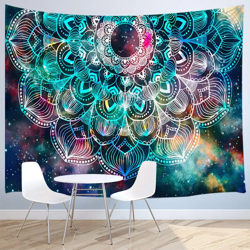 

Mandala Wall Tapestry Abstract Ancient Geometric with Star Field and Colorful Galaxy Wall Hanging For Living Room Bedroom