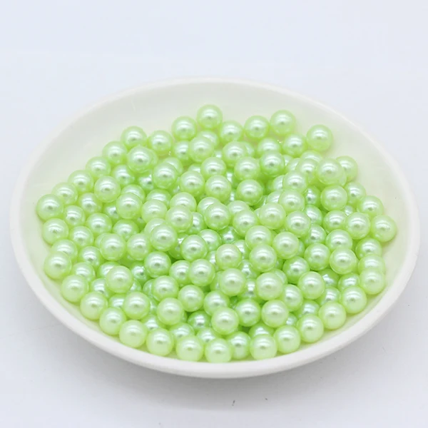 lt green 3/4/6/8 мм Красочные без отверстия из пластика ABS, Имитация Жемчуга Свободные шармы шар бусы розы делая косметические кисти баррель украшения - Цвет: lt green