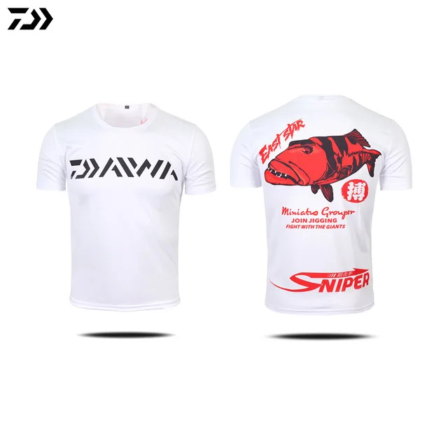 DAIWA Clothes Summer Fishing Quick-Drying Breathable Fishing Clothes Anti-UV Sun Protection Short Sleeve Fishing Clothing - Color: 01