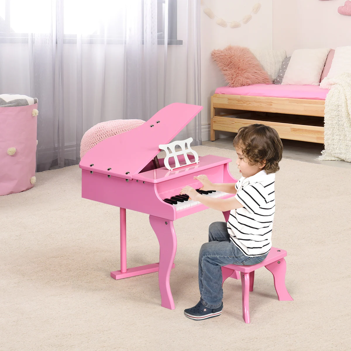 Piano Clássico Infantil com 30 Teclas, Banco, Tampa de Piano e Suporte para  Partitura, Goplus, Rosa - Blumenau