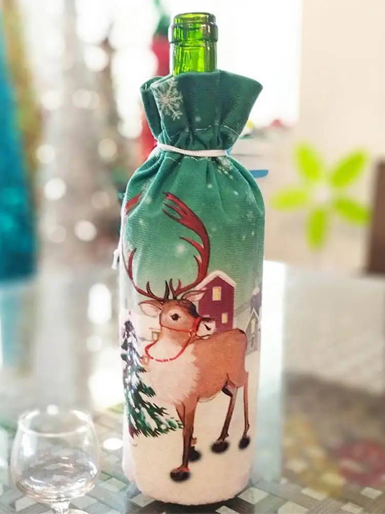 Рождественский свитер крышка бутылки вина Снеговик Moose дизайн бутылки вина платье для кухни отеля Ресторан Xmases вечерние украшения