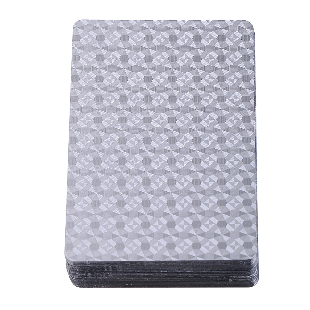 1 Deck Silver Foil Waterproof Plastic Poker PVC Playing Cards Game Pokers  Tricks Props