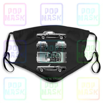 

Dust Mask with Filter 1966 Mustang Gt Blueprint American Classic Washable Reusable Mask