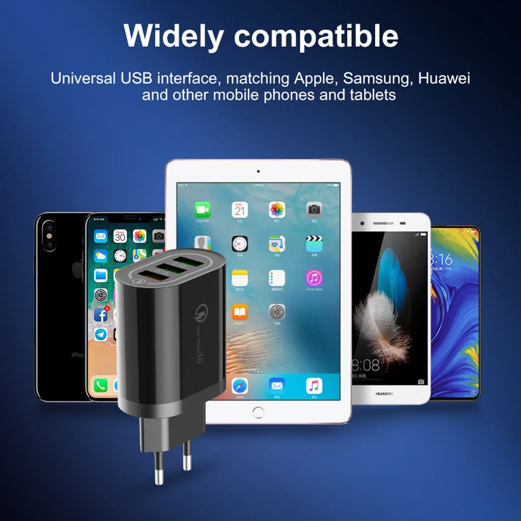 Быстрая зарядка US 18 Вт для QC 3,0 5 В/2A 3-USB зарядное устройство для путешествий источник питания быстрая зарядка зарядное устройство для мобильного телефона для iPhone samsung