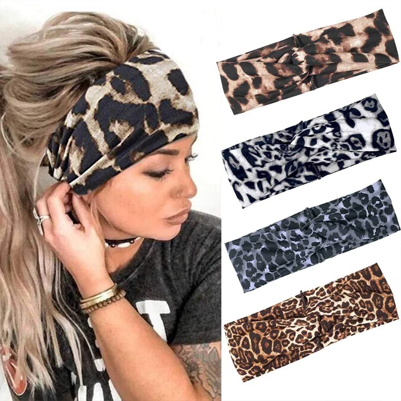 Leopard Gold Metallic Soft Knit Twist Headband