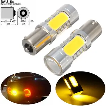 

2Pcs 1156 BAU15S 7.5W LED COB Light Bulbs Car Turn Signal Indicator Light Bulb Backup Lamp Amber 12V