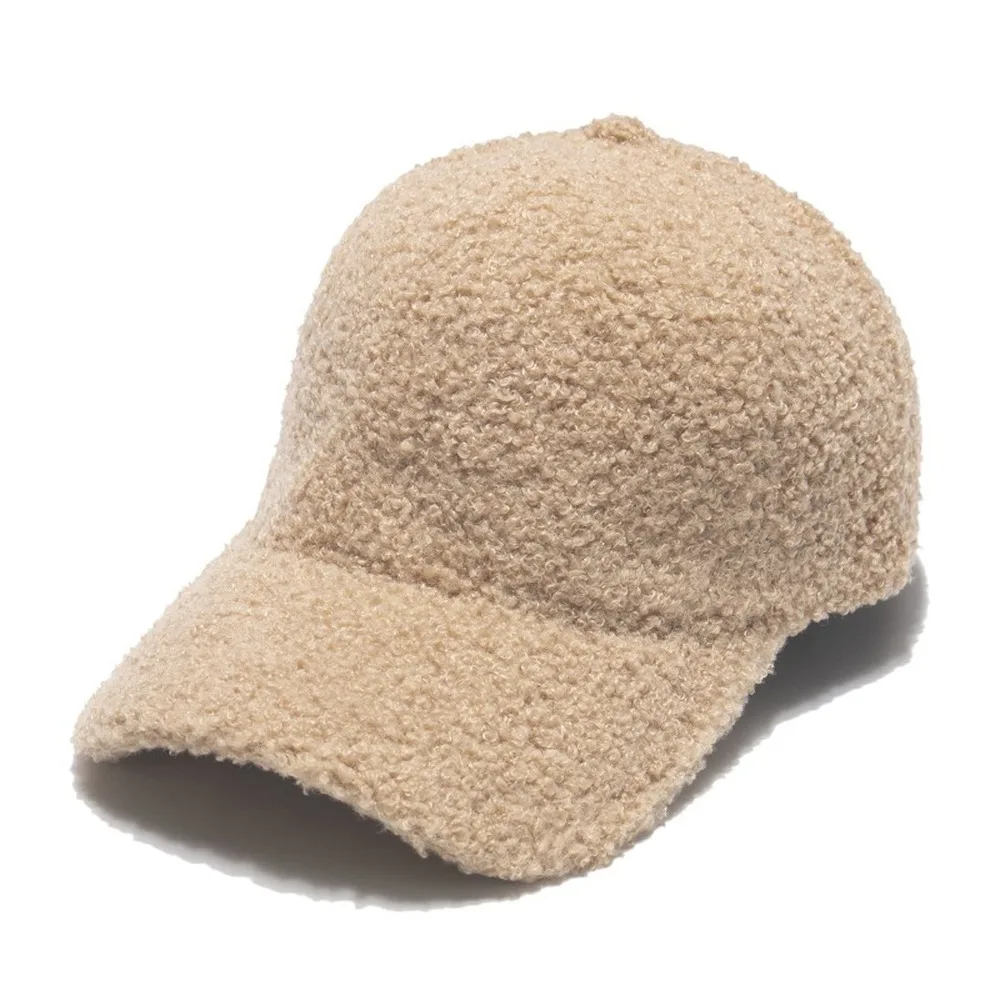 

Autumn Winter Warm Lamb Hair Baseball Cap Lovely Plush Baseball Cap for Women