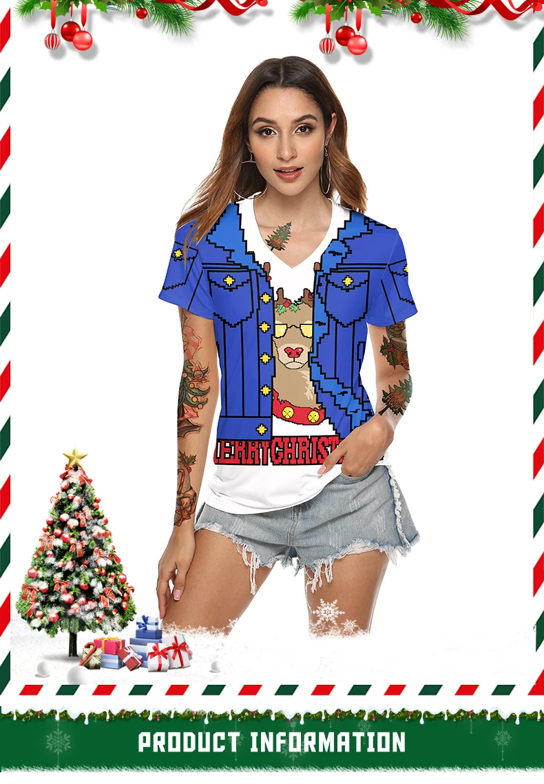 Phantasy 3D Merry Christmas Футболка с принтом крутая женская одежда оригинальные футболки