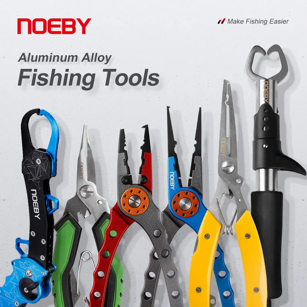 Noeby Aluminum Alloy Fishing Pliers Split Ring Cutting Line Lip Gripper  Controller with Retention Rope Combo Fishing Tackle