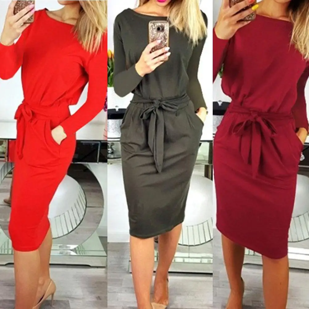 belted bodycon midi dress