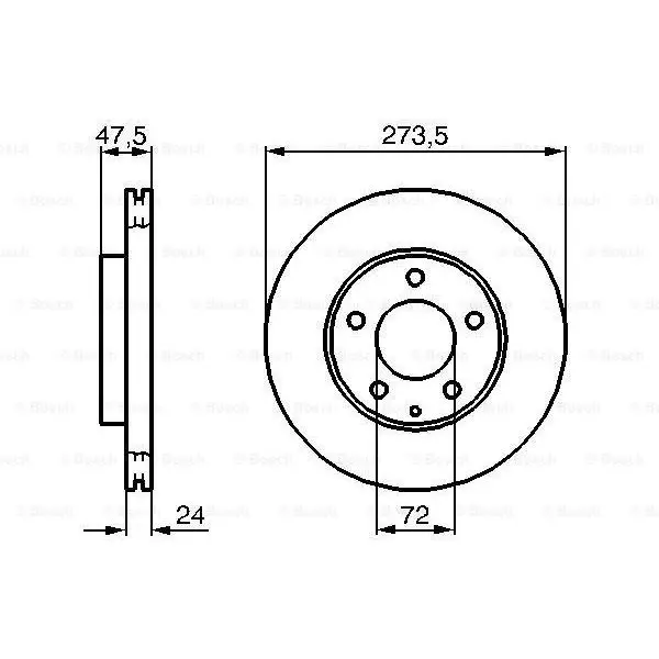 Диск тормозной передний Mazda 323/6/626 1.8/2.0/2.0TD 98 BOSCH 0