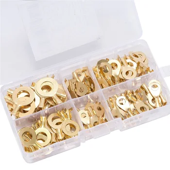 

100pcs Copper Ring Terminals Assortment Kit Cable Wiring Connection Machinery Power Electrical Connectors