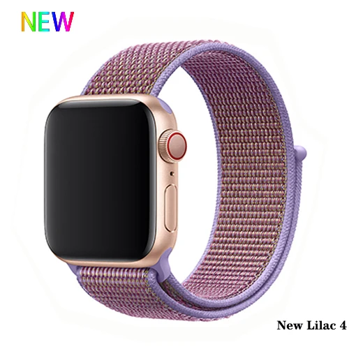 New Lilac 4 Нейлон pulseira для apple watch band 4 44 мм 40 мм(iwatch 5) apple watch 3 2 1 ремешок 42 мм 38 мм дышащий браслет ремень аксессуары - Цвет ремешка: New Lilac 4